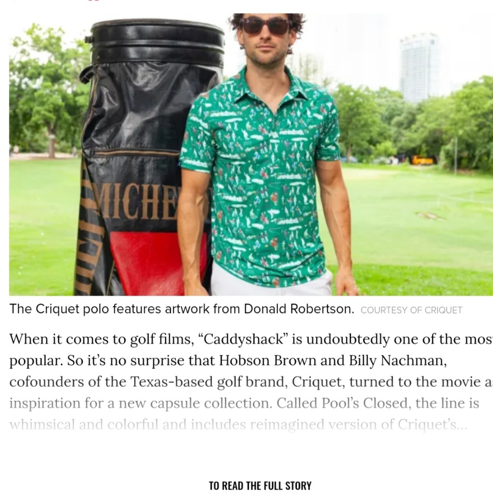 Criquet X Donald Robertson Par 3 Pool's Closed Golf Polo - L